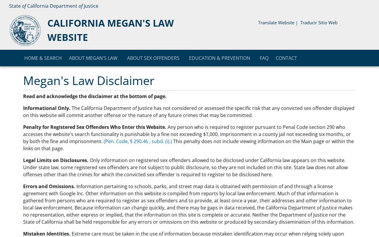 Kings County released mugshots California Megan's Law registry channel
